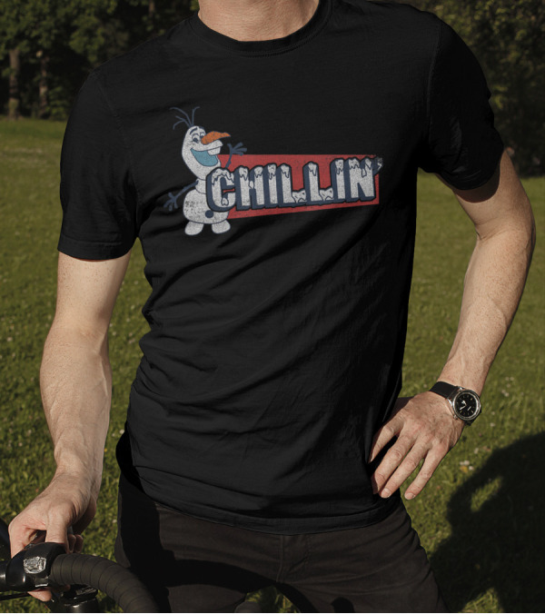 Disney Frozen Olaf Chillin' Ice Text Red Block T-Shirt