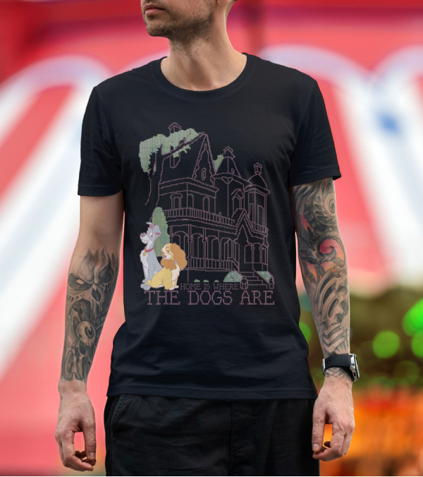 Premium T-Shirt: Disney Lady And The Tramp Home Is Where The Dogs Are Victorian House Scene T-Shirt Disney Lady And The Tramp Home Is Where The Dogs Are Victorian House Scene T-Shirt