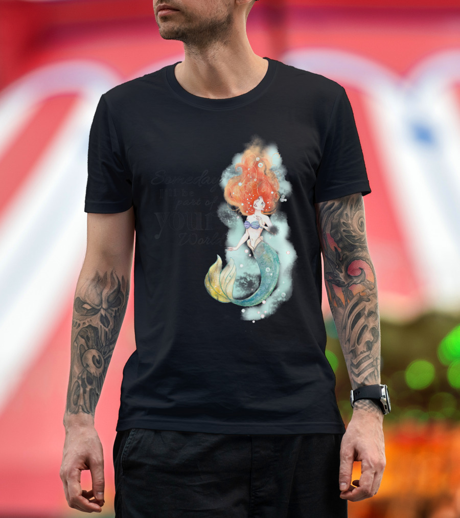 Disney Little Mermaid Ariel Someday I'll Be Part of Your World Watercolor T-Shirt
