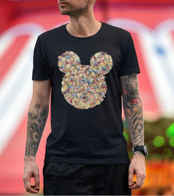 Premium T-Shirt: Disney Mickey And Friends Mickey Mouse Floral T-Shirt Disney Mickey And Friends Mickey Mouse Floral T-Shirt
