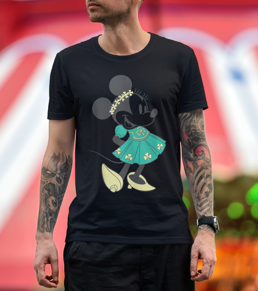 Disney Mickey And Friends St Patricks Day Minnie Clover Dress Flower Crown T-Shirt