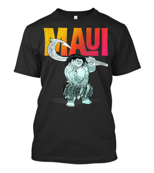 Disney Moana Maui Tough Pose Gradient Text T-Shirt