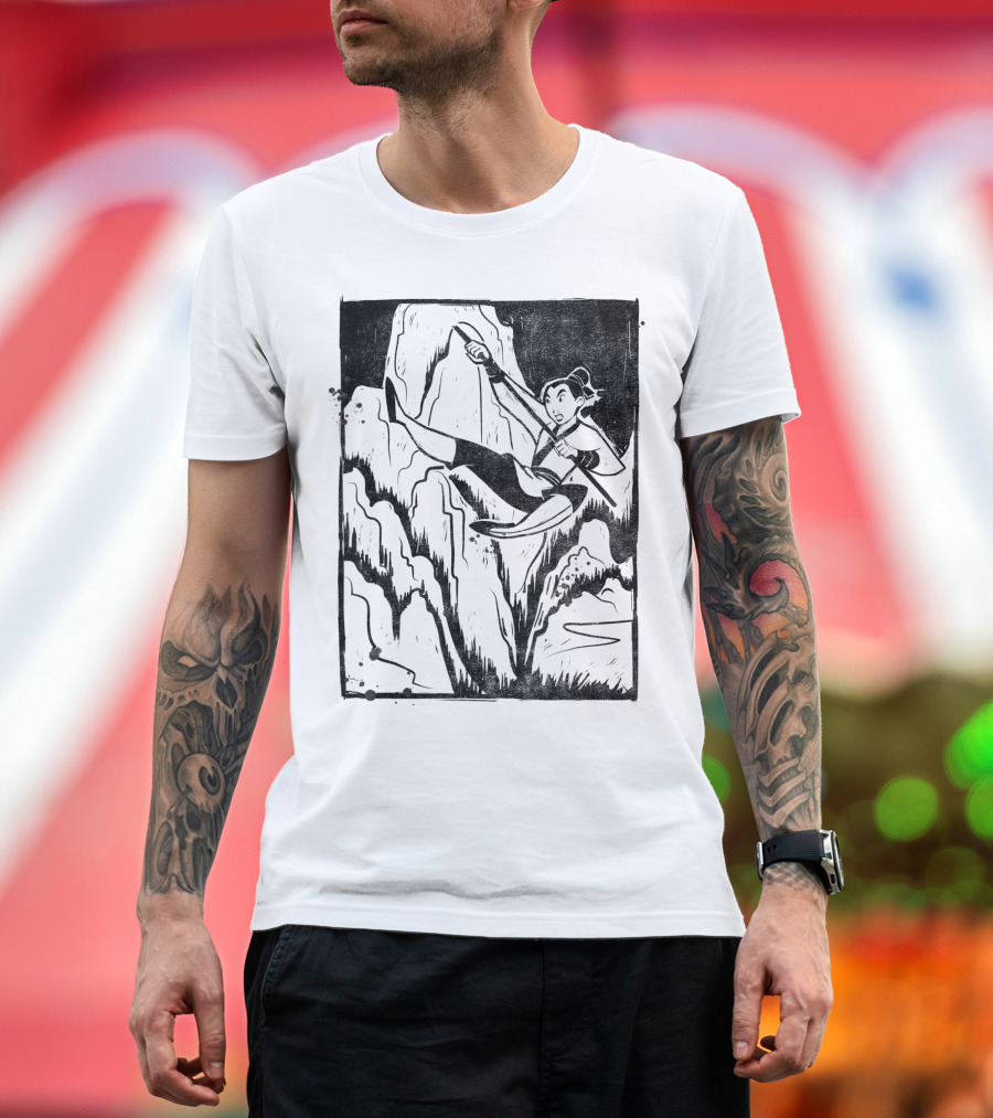 Disney Mulan Ink Woodblock Soldier T-Shirt