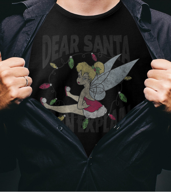 Dear Santa I Can Explain Disney Peter Pan Christmas Tinker Bell Santa T-Shirt