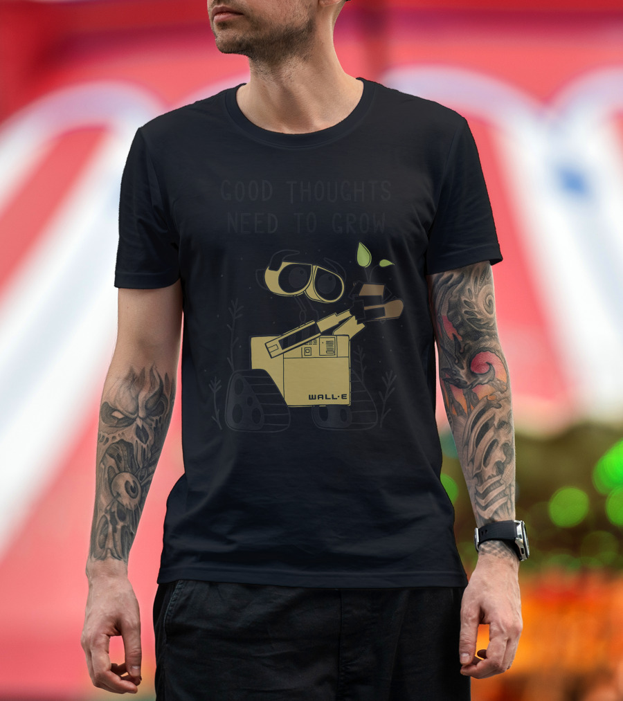 Disney Pixar Wall E Good Thoughts Need To Grow Nurturing Robot with Plant T-Shirt