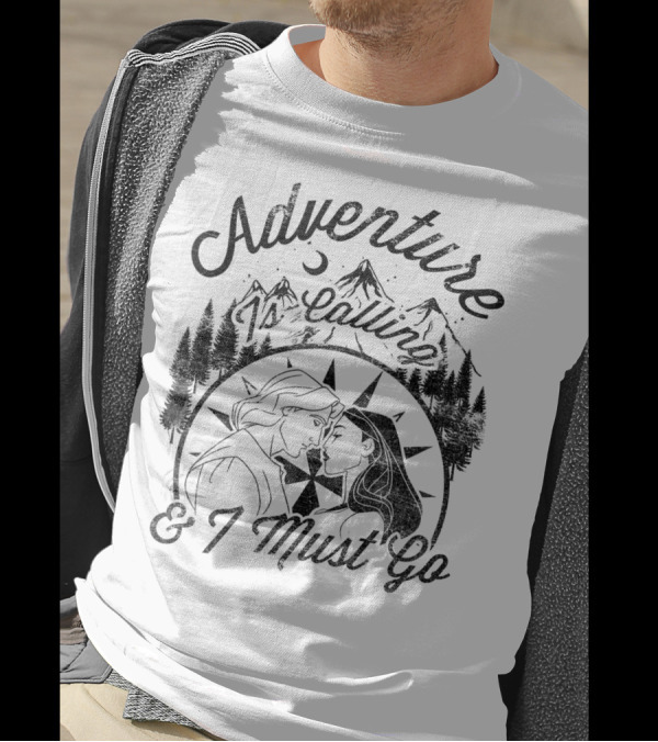 Disney Pocahontas Adventure Is Calling And I Must Go Moon And Mountains T-Shirt