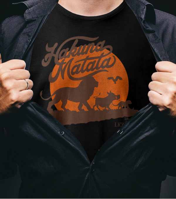 Disney The Lion King Hakuna Matata Simba Timon Pumba Silhouette Sunset T-Shirt
