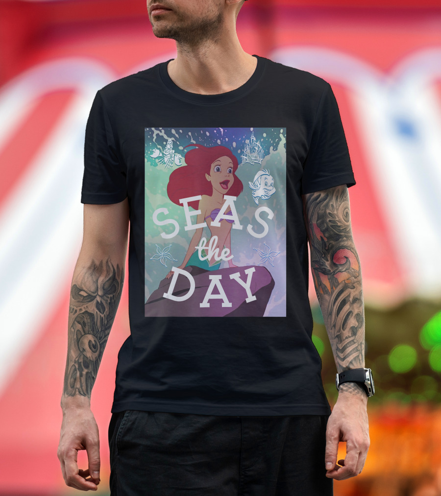 Disney The Little Mermaid Ariel Flounder and Sebastian Seas the Day T-Shirt