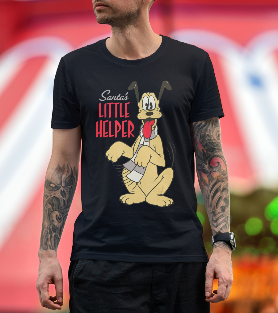 Disney Vintage Pluto Santa's Little Helper Holiday T-Shirt