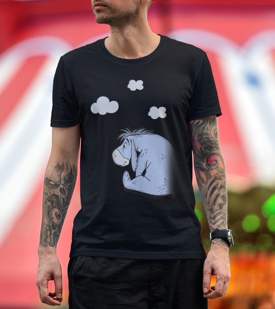 Disney Winnie The Pooh Eeyore Sitting Under Clouds T-Shirt