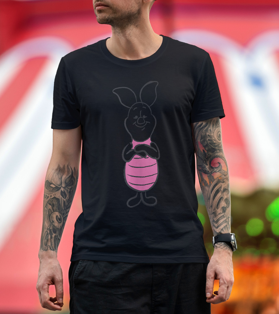 Disney Winnie The Pooh Piglet Simple Sketch Iconic Character T-Shirt