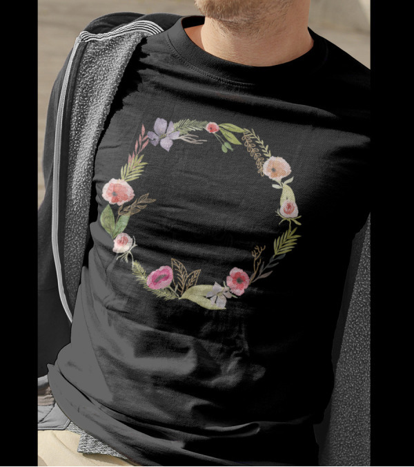 Have Courage And Be Kind Floral Wreath Uplifting Positive T-Shirt