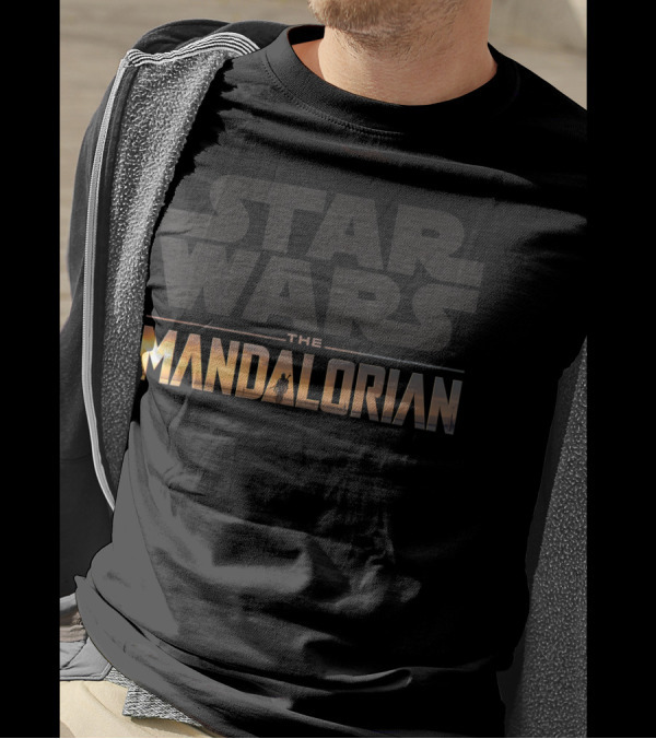 Star Wars The Mandalorian Logo Silhouette Scene T-Shirt