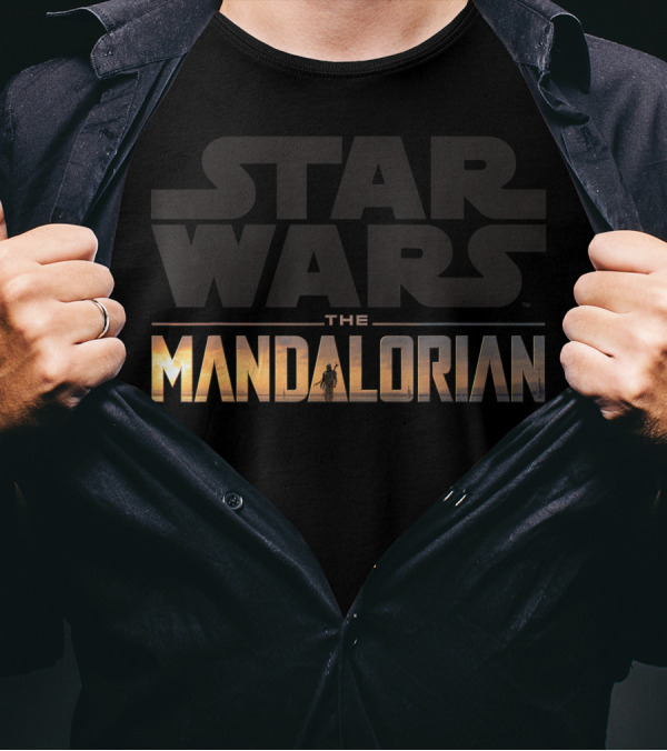 Star Wars The Mandalorian Logo Silhouette Scene T-Shirt
