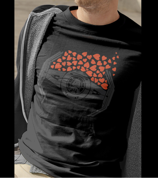 Star Wars Darth Vader Tie Fighter Valentine's Day Hearts T-Shirt
