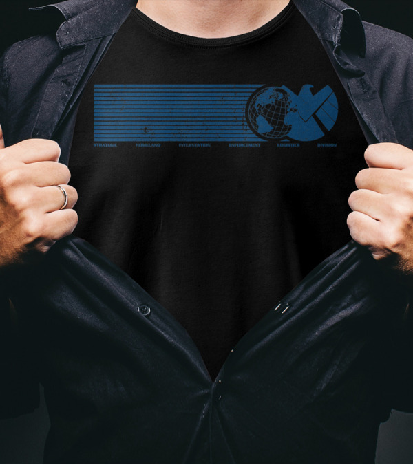 Marvel Agents Of SHIELD Strategic Homeland Intervention Enforcement Logistics Division Eagle Globe T-Shirt