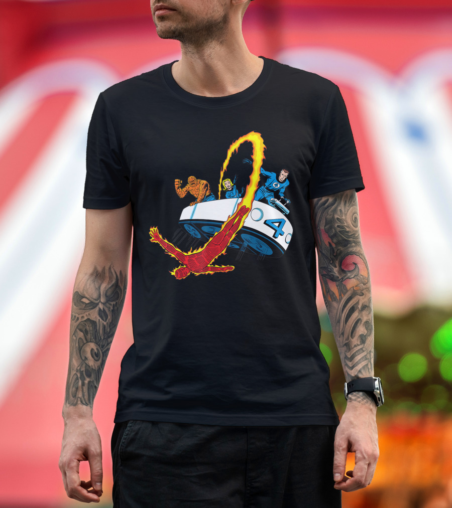 Marvel Fantastic Four Fantasticar Adventures with Human Torch Thing Invisible Woman Mister Fantastic T-Shirt