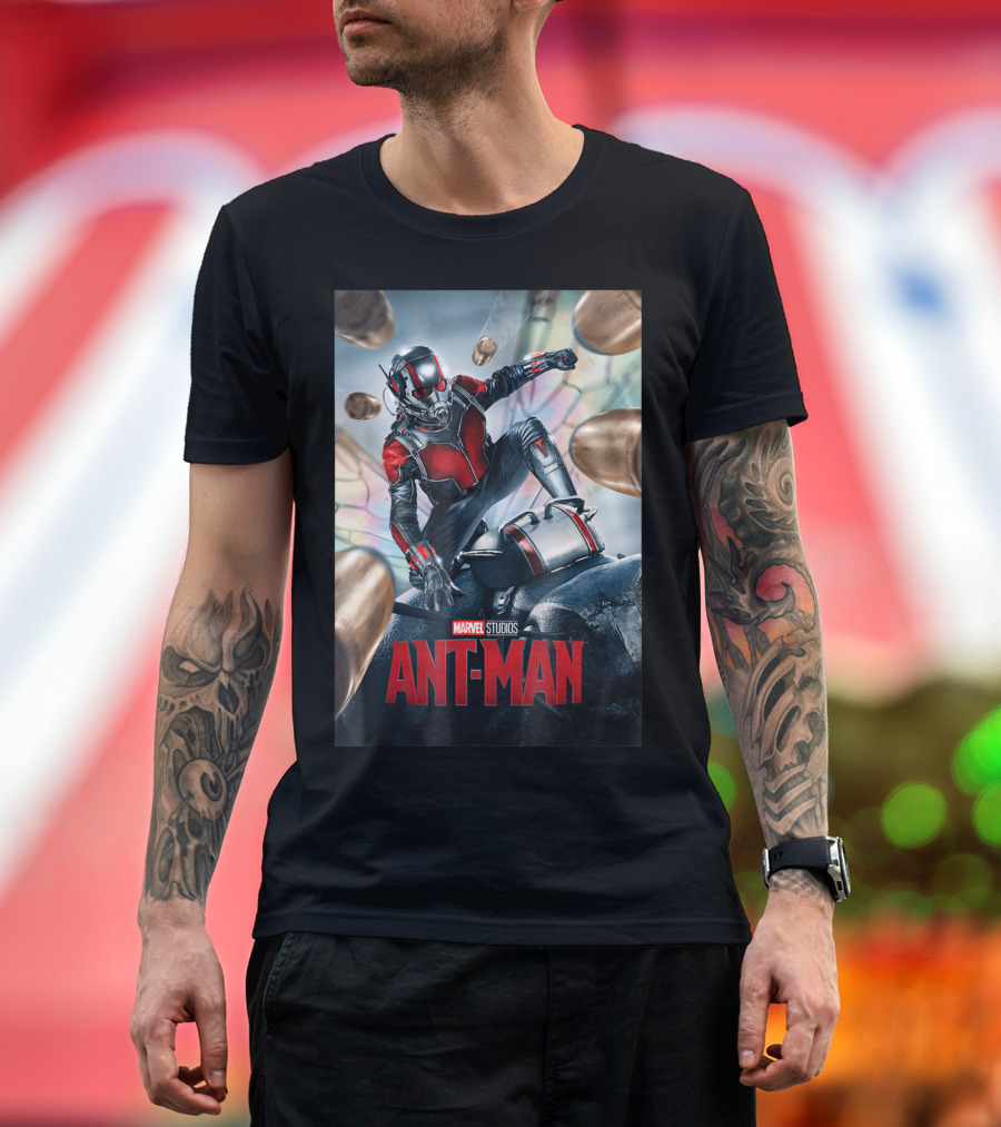 Marvel Studios Ant Man Movie Action Scene with Bullets and Wings T-Shirt