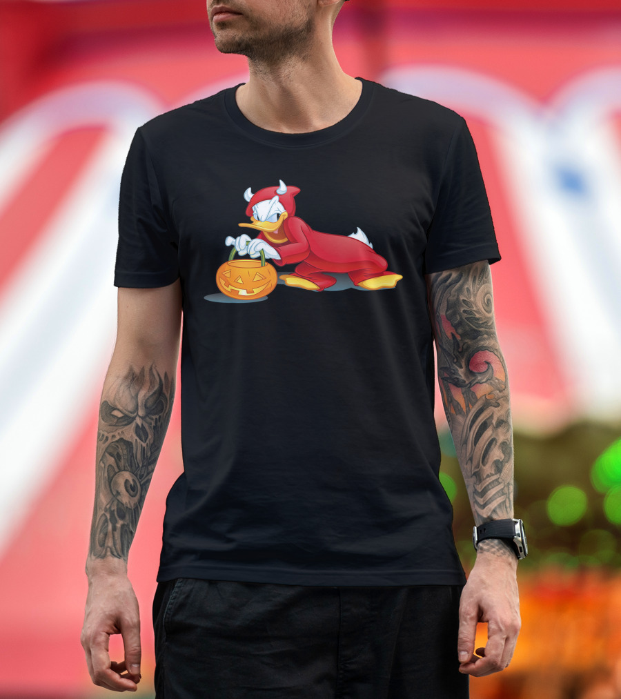 Disney Halloween Donald Duck Devil Costume Pumpkin T-Shirt