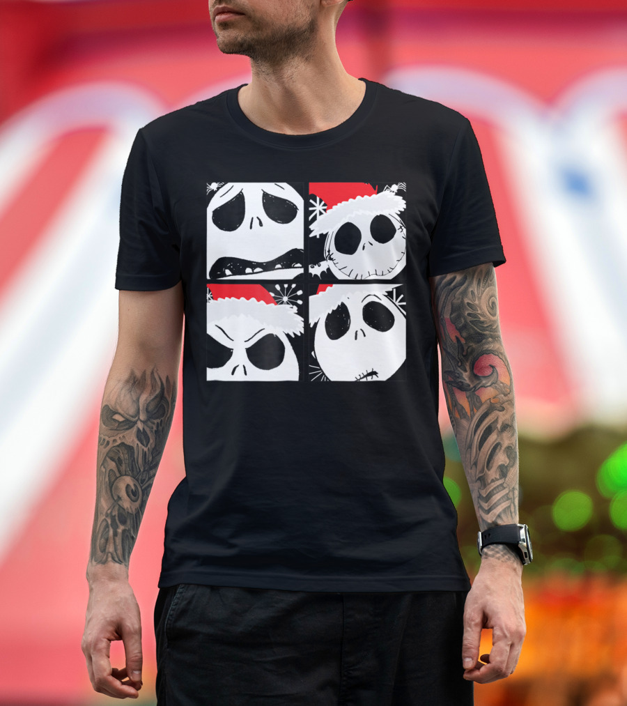 Disney Nightmare Before Christmas Jack Skellington Santa Faces T-Shirt