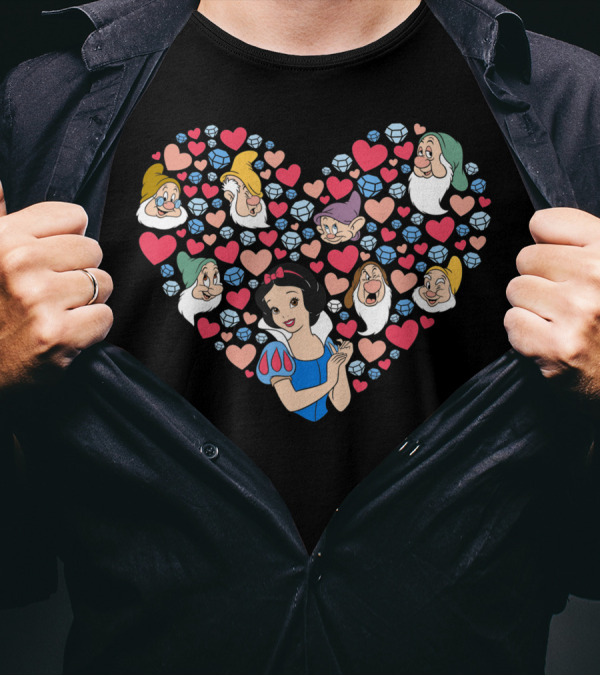 Disney Snow White And The Seven Dwarfs Heart Valentines Day Romance T-Shirt