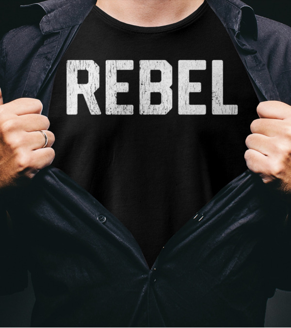 Distressed REBEL Text T-Shirt