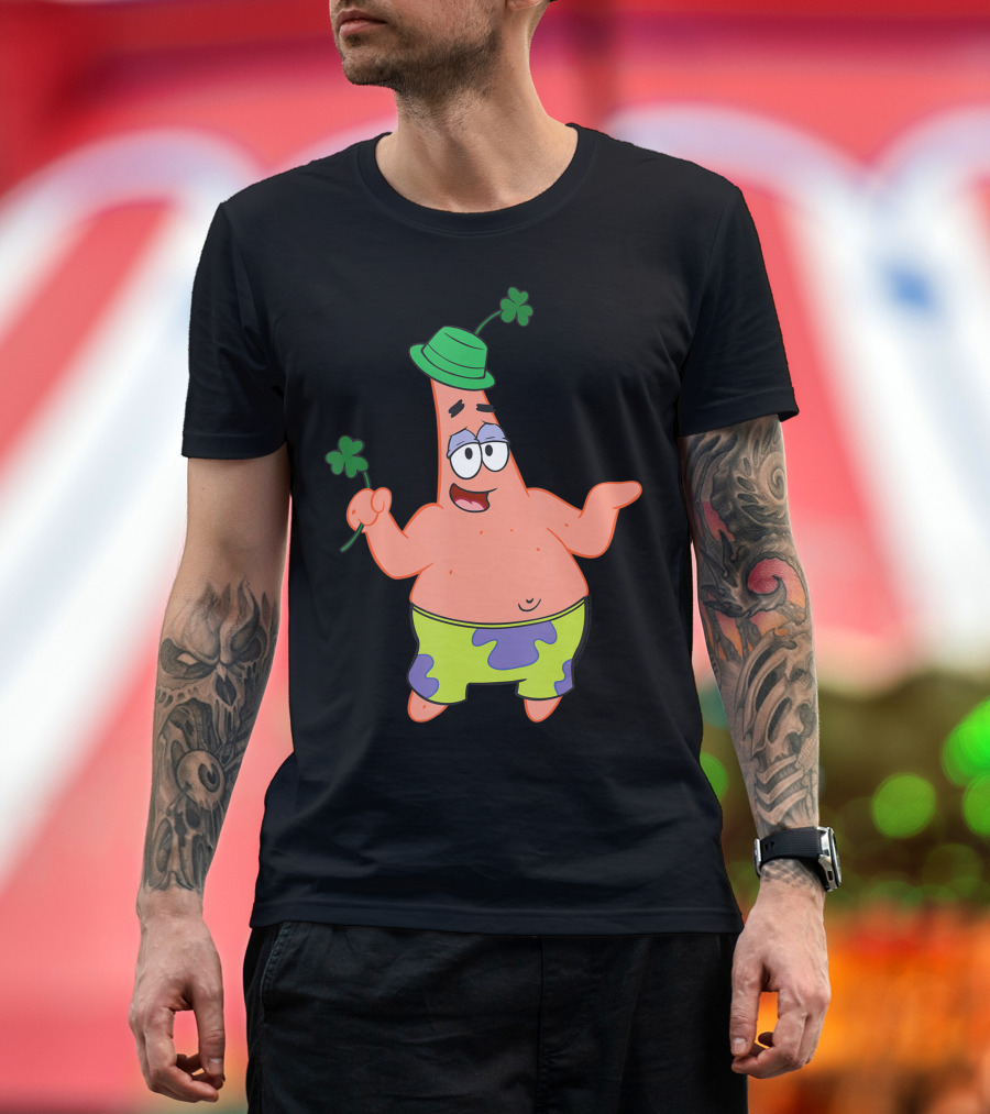SpongeBob Patrick Star Irish Green Clover Hat St. Patrick's Day T-Shirt