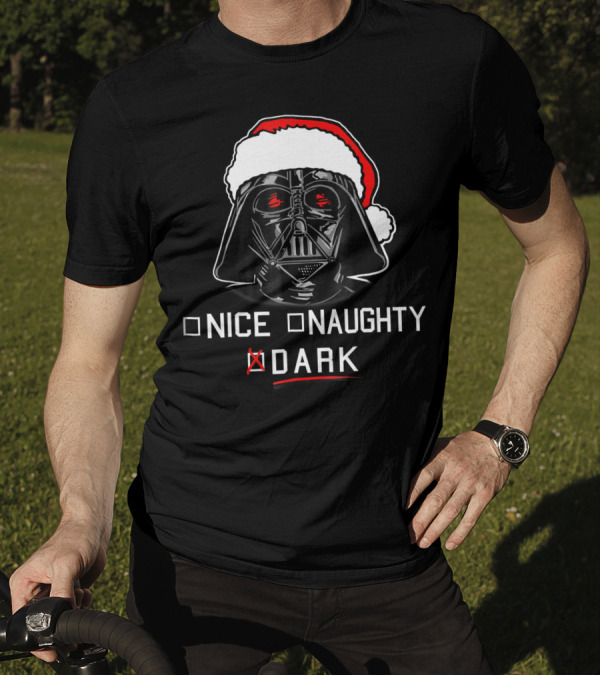 Star Wars Darth Vader Nice Naughty Dark Santa Hat T-Shirt
