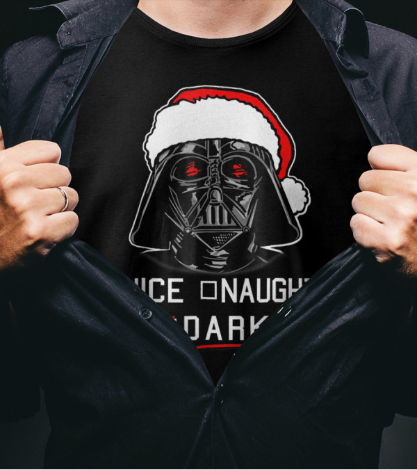 Star Wars Darth Vader Nice Naughty Dark Santa Hat T-Shirt