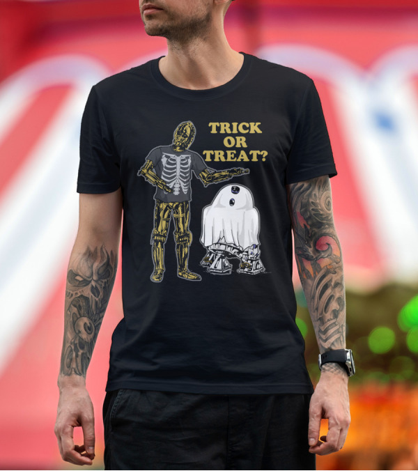 Premium T-Shirt: Star Wars Droids Trick or Treat with Skeleton and Ghost Costumes Halloween Theme 8Y T-Shirt Star Wars Droids Trick or Treat with Skeleton and Ghost Costumes Halloween Theme 8Y T-Shirt