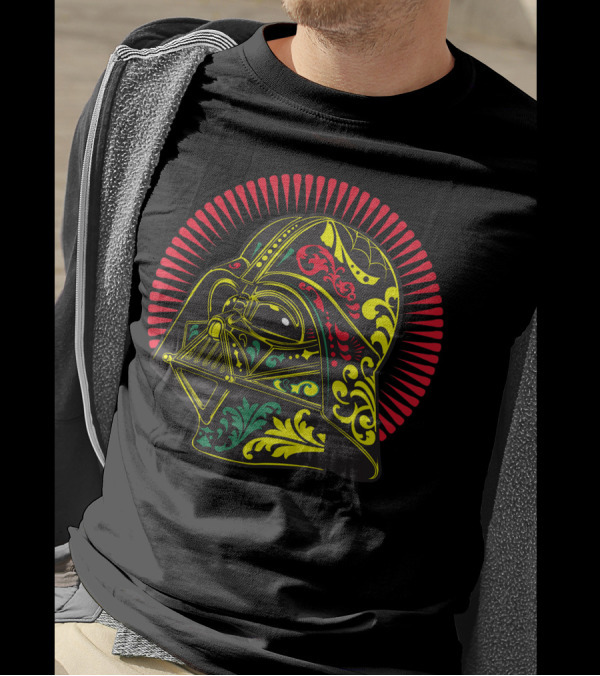 Star Wars Darth Vader Sugar Skull Helmet With Colorful Floral T-Shirt