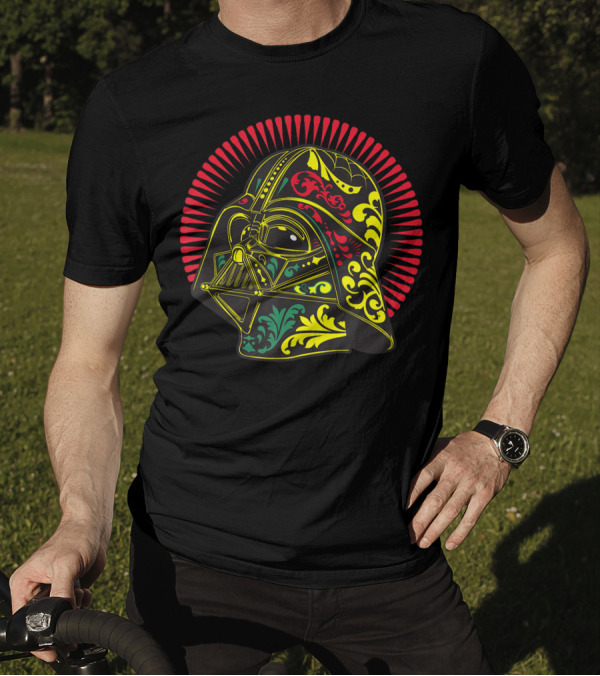 Star Wars Darth Vader Sugar Skull Helmet With Colorful Floral T-Shirt