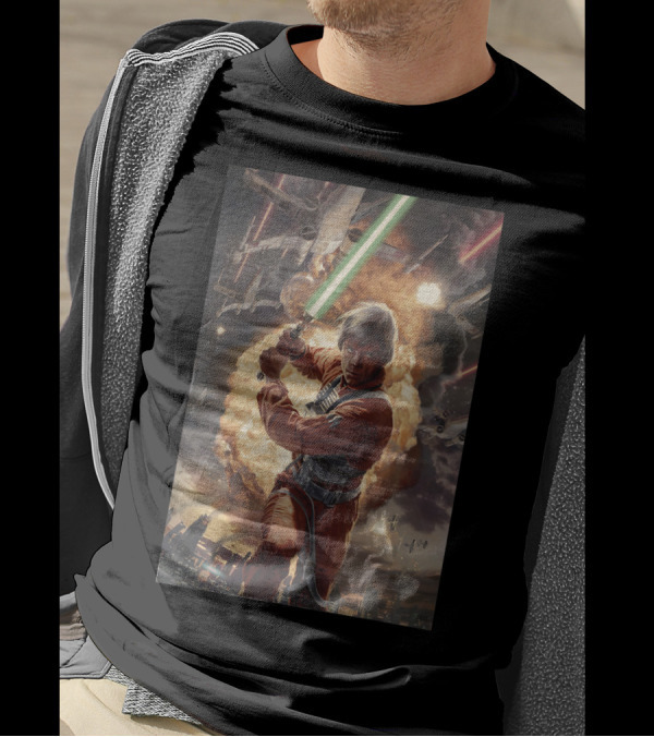 Star Wars Luke Skywalker Epic Battle Scene With Explosions And Starfighters T-Shirt