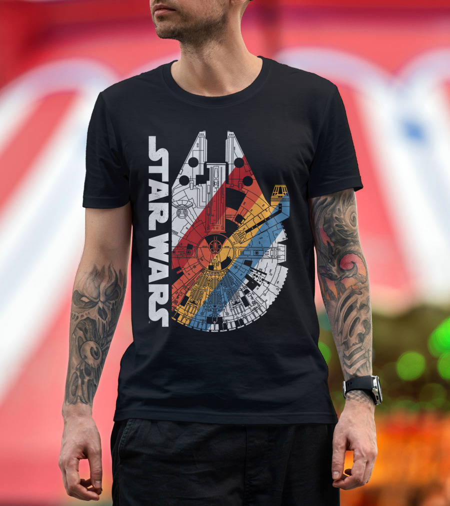 Star Wars Millennium Falcon Vintage Color Stripes T-Shirt