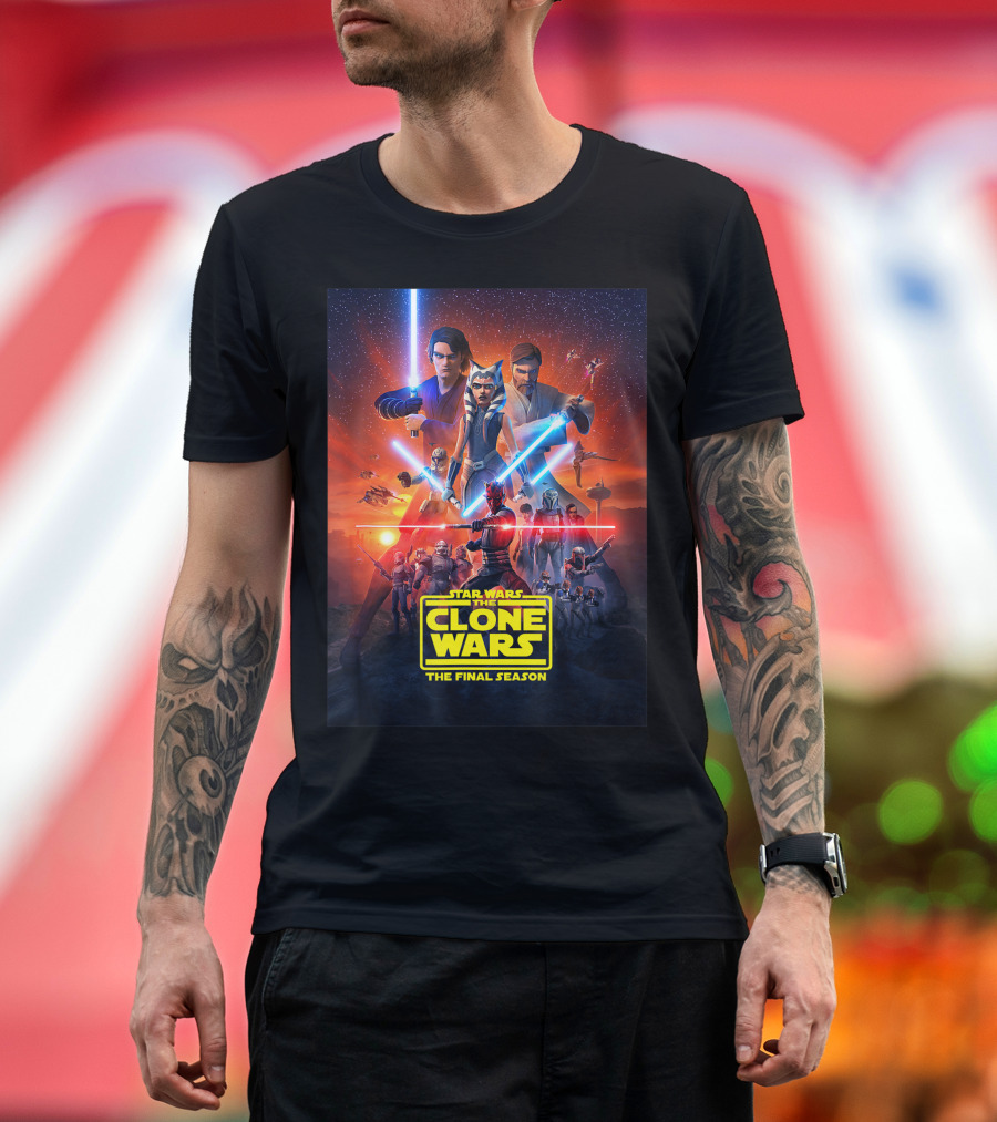Star Wars The Clone Wars The Final Season Jedi Lightsaber Battle T-Shirt