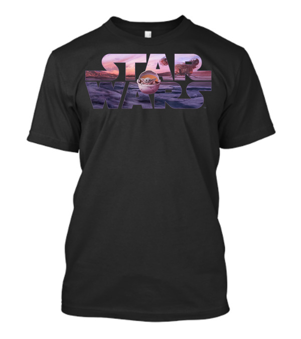 Star Wars Mandalorian Razor Crest Floating Pod Logo With Grogu T-Shirt