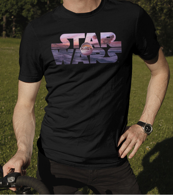 Star Wars Mandalorian Razor Crest Floating Pod Logo With Grogu T-Shirt