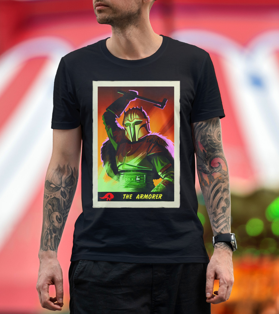 Star Wars The Mandalorian The Armorer Character Card Visual T-Shirt