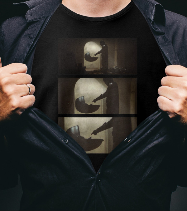 Star Wars The Mandalorian The Child Grogu Silhouette Panels Mando Scene T-Shirt