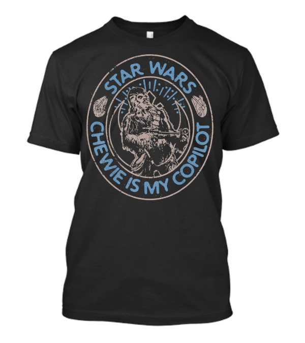Star Wars Chewie Is My Copilot Wookiee Millennium Falcon Circle Emblem T-Shirt