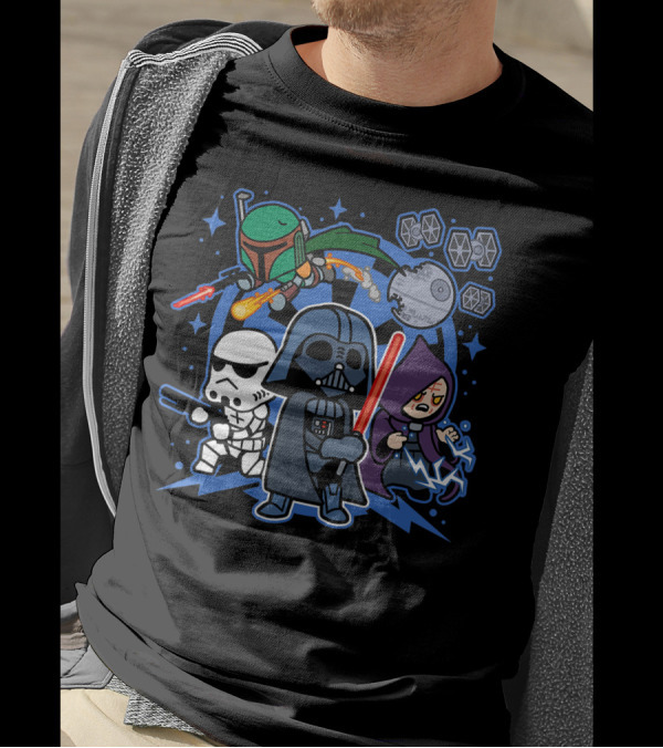 Star Wars Vader Kawaii Chibi Team Empire Stormtrooper Boba Fett Emperor TIE Fighters Death Star T-Shirt