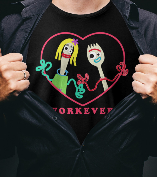 Toy Story 4 Forky And Girlfriend Forkever Valentine's Day Heart T-Shirt