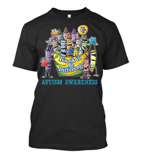 Autism Awareness Crayons It's Ok To Be Different Puzzle Balloons T-Shirt