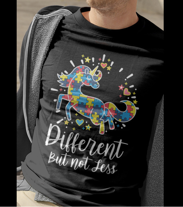 Different But Not Less Autism Awareness Puzzle Unicorn T-Shirt