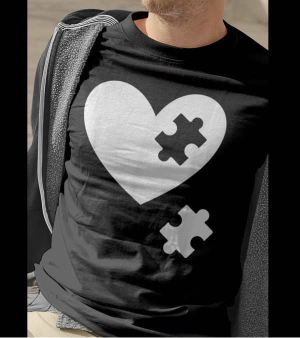 Autism Awareness Heart Puzzle Symbol Without Words Support T-Shirt
