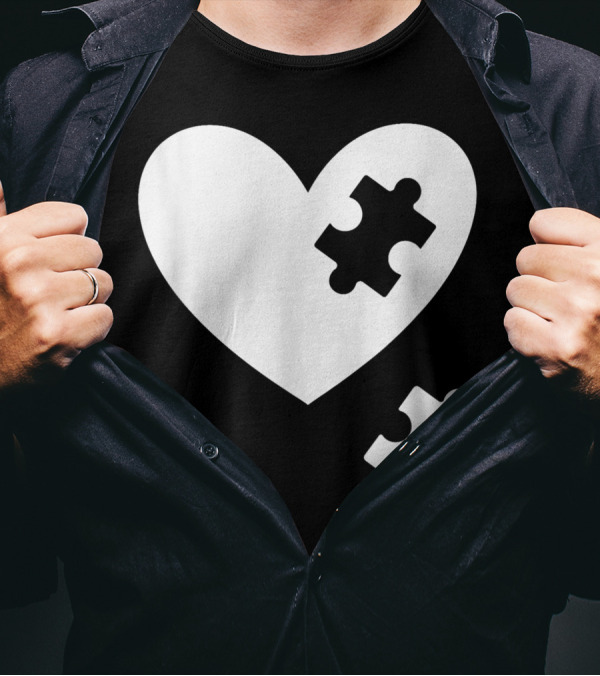 Autism Awareness Heart Puzzle Symbol Without Words Support T-Shirt