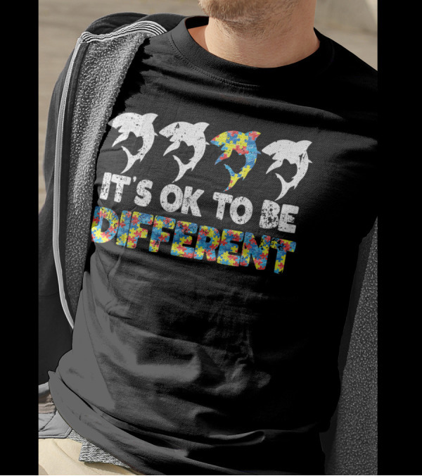 Autism Awareness Shark It's OK To Be Different Puzzle T-Shirt