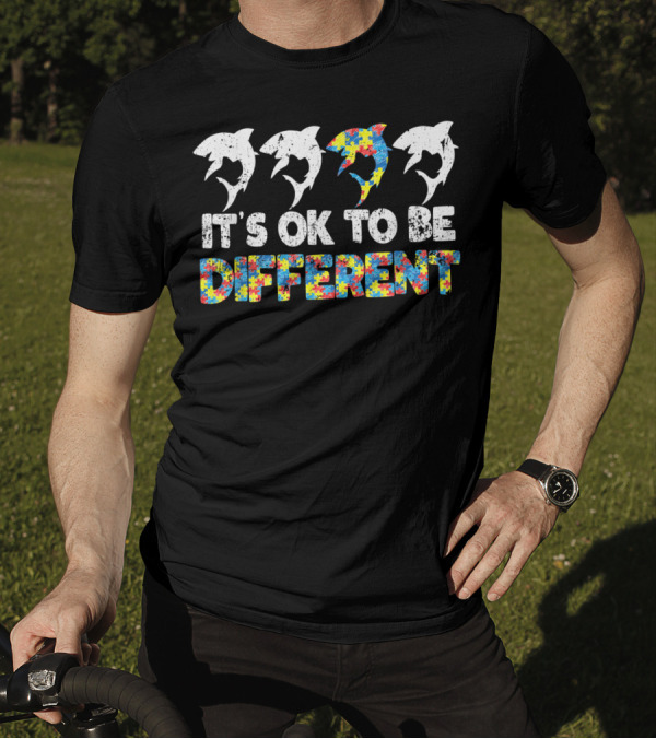 Autism Awareness Shark It's OK To Be Different Puzzle T-Shirt