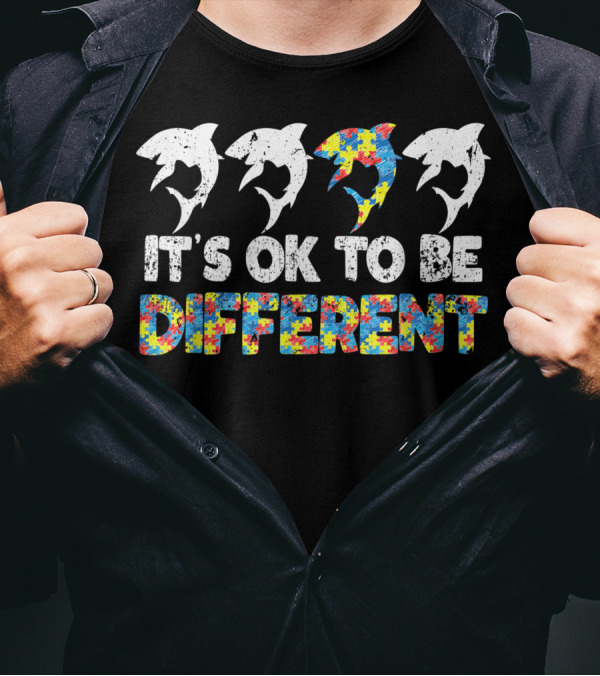 Autism Awareness Shark It's OK To Be Different Puzzle T-Shirt