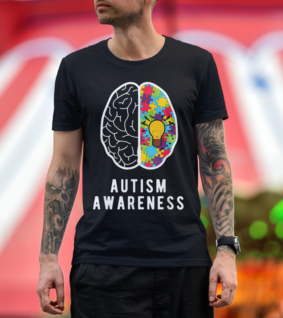 Autism Awareness Brain Light Bulb Puzzle Ideas T-Shirt